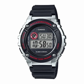 Jewelry_Casio_Watches Casio Auto Illum Black/Silver/Black Resin Band Watch
