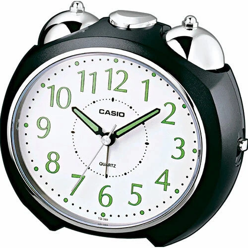 Jewelry_Casio_Watches Casio Desktop Analog Clock, Alarm, Snooze Black Body, White Face