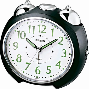 Jewelry_Casio_Watches Casio Desktop Analog Clock, Alarm, Snooze Black Body, White Face