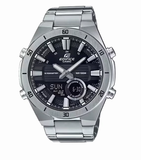 Jewelry_Casio_Watches Casio Edifice Chrono W/Time/S/W Black Face, S/Steel Band