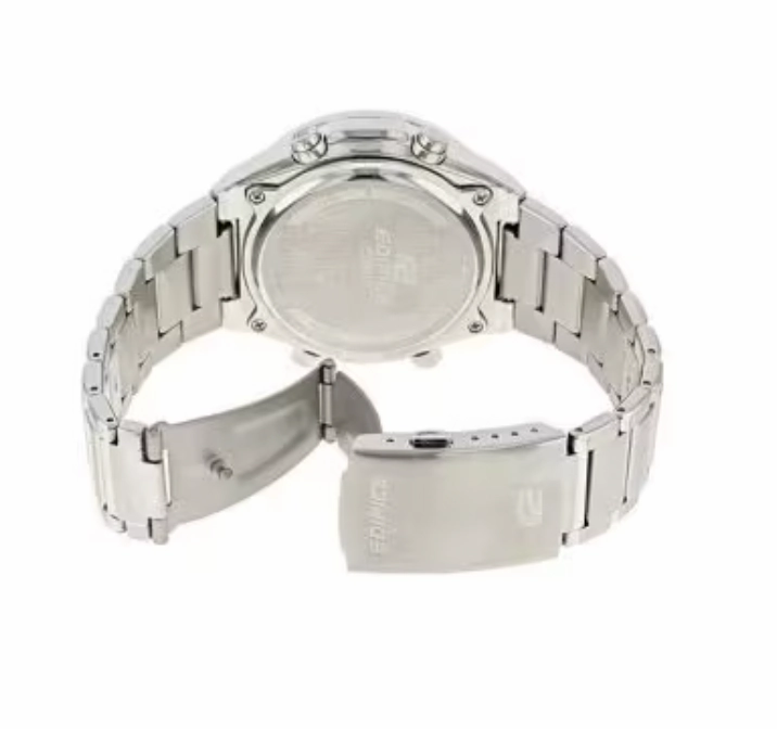 Jewelry_Casio_Watches Casio Edifice Chrono W/Time/S/W Black Face, S/Steel Band