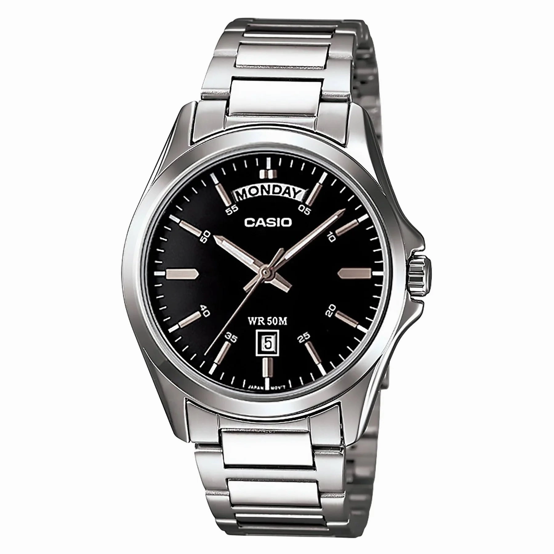Jewelry_Casio_Watches Casio Gents Analog Black Stainless Steel Band Watch