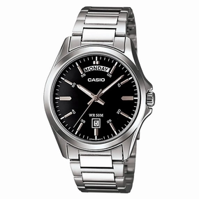 Jewelry_Casio_Watches Casio Gents Analog Black Stainless Steel Band Watch