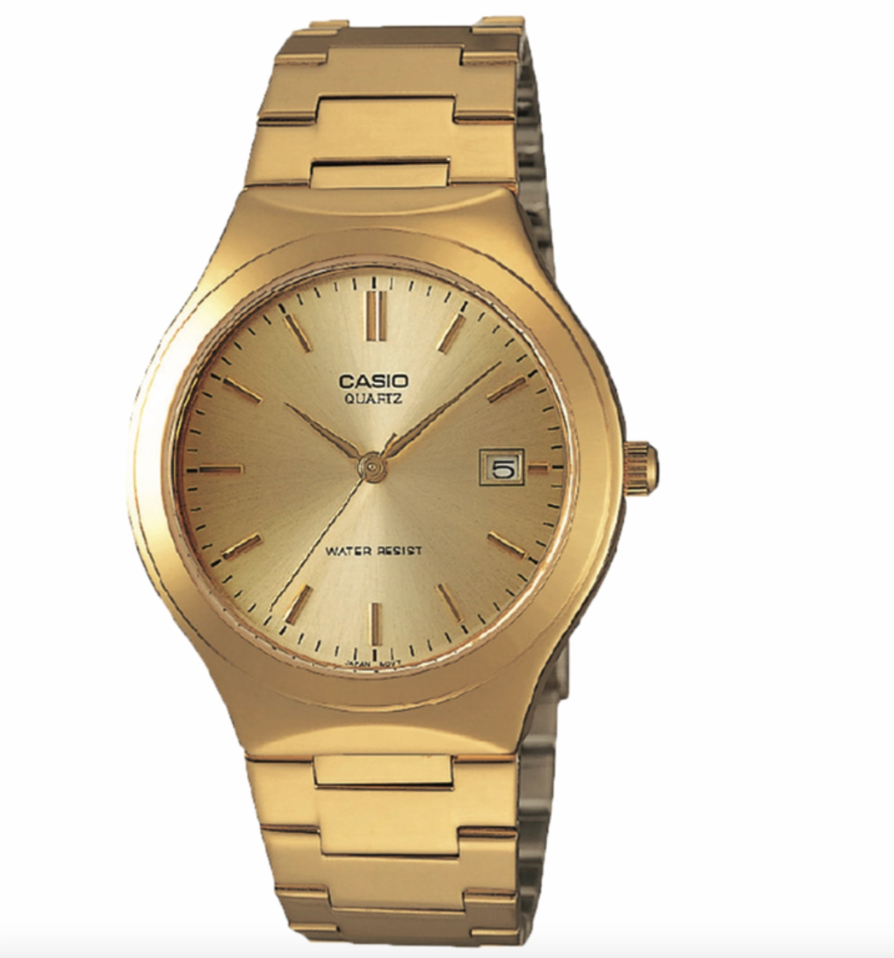 Jewelry_Casio_Watches Casio Gents Analog Gold Face/Gold S/Steel Band Watch