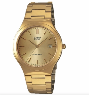 Jewelry_Casio_Watches Casio Gents Analog Gold Face/Gold S/Steel Band Watch