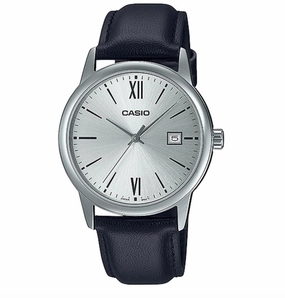 Jewelry_Casio_Watches Casio Gents Analogue Silver Face/ Black Band Watch
