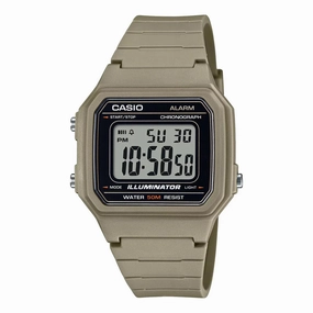 Jewelry_Casio_Watches Casio Gents Illuminator Digital LED Light, Alarm, S/W, 50M BLK Case, Beige Resin Band Watch