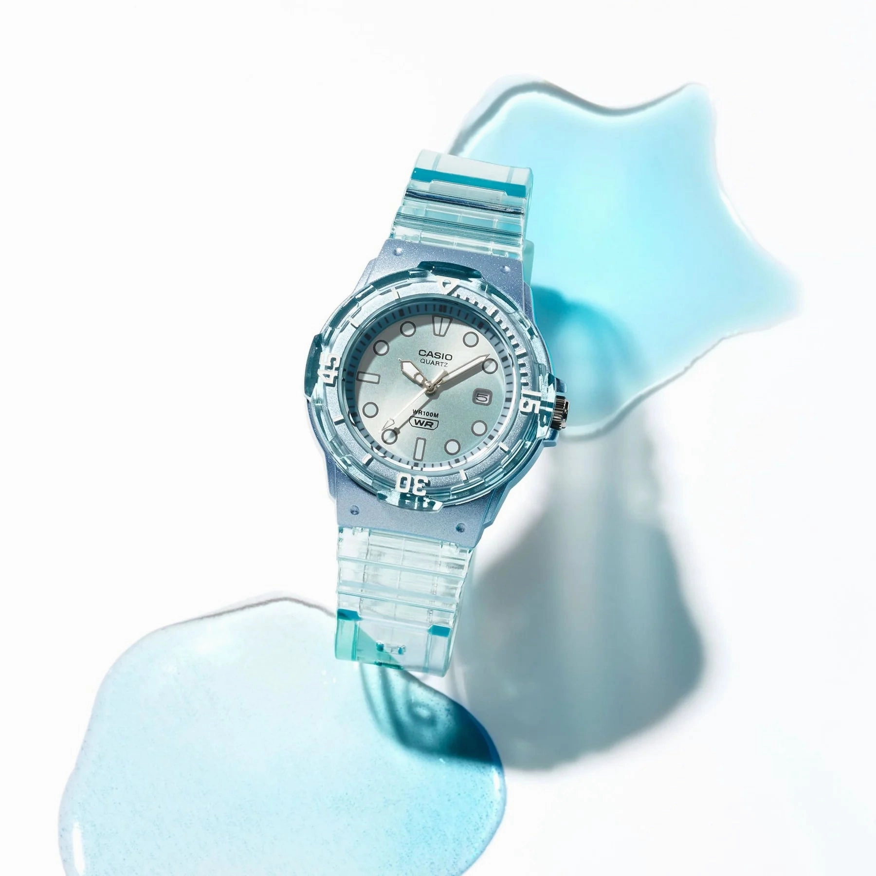 Jewelry_Casio_Watches Casio Ladies Ana Transparent Blue Resin Watch
