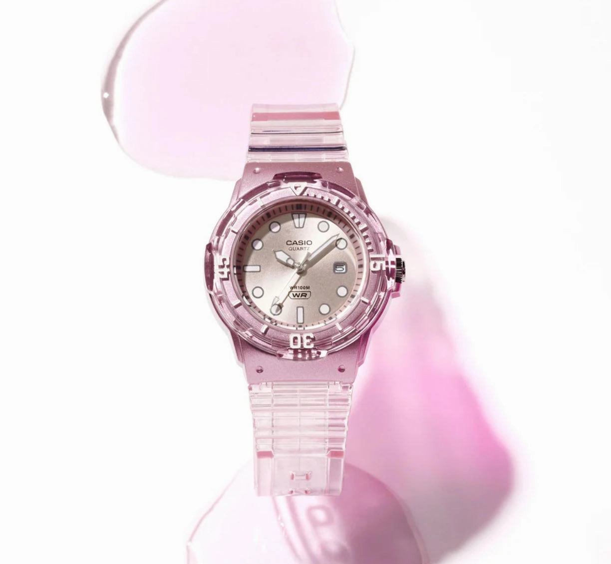 Jewelry_Casio_Watches Casio Ladies Ana Transparent Pink Resin Watch