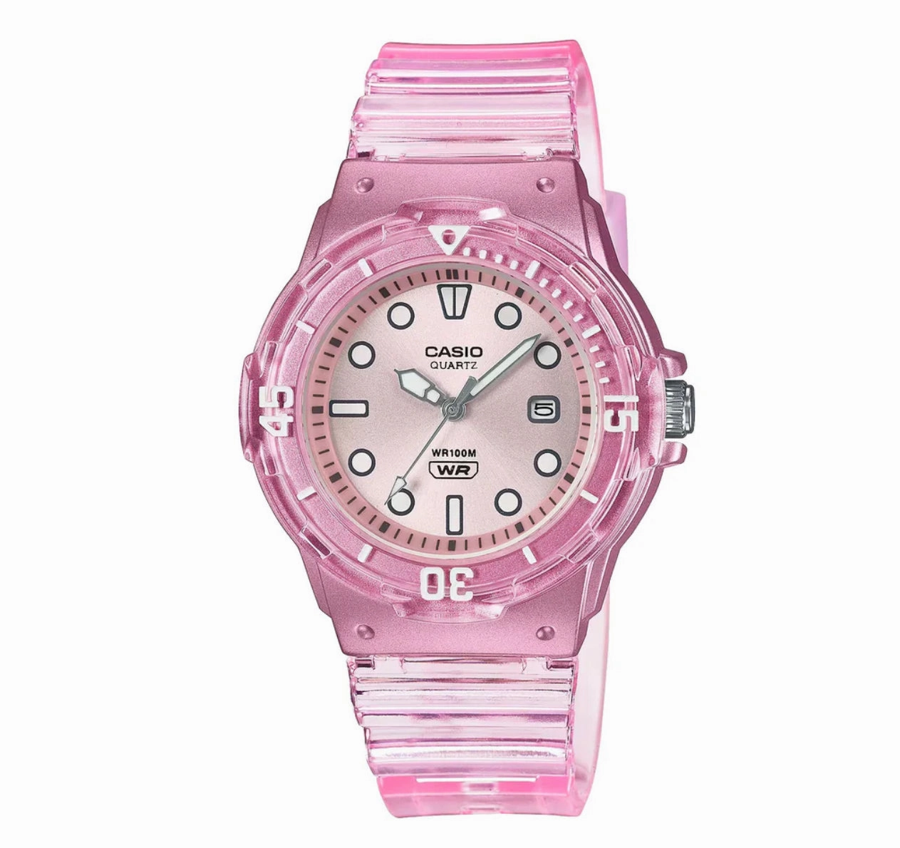 Jewelry_Casio_Watches Casio Ladies Ana Transparent Pink Resin Watch