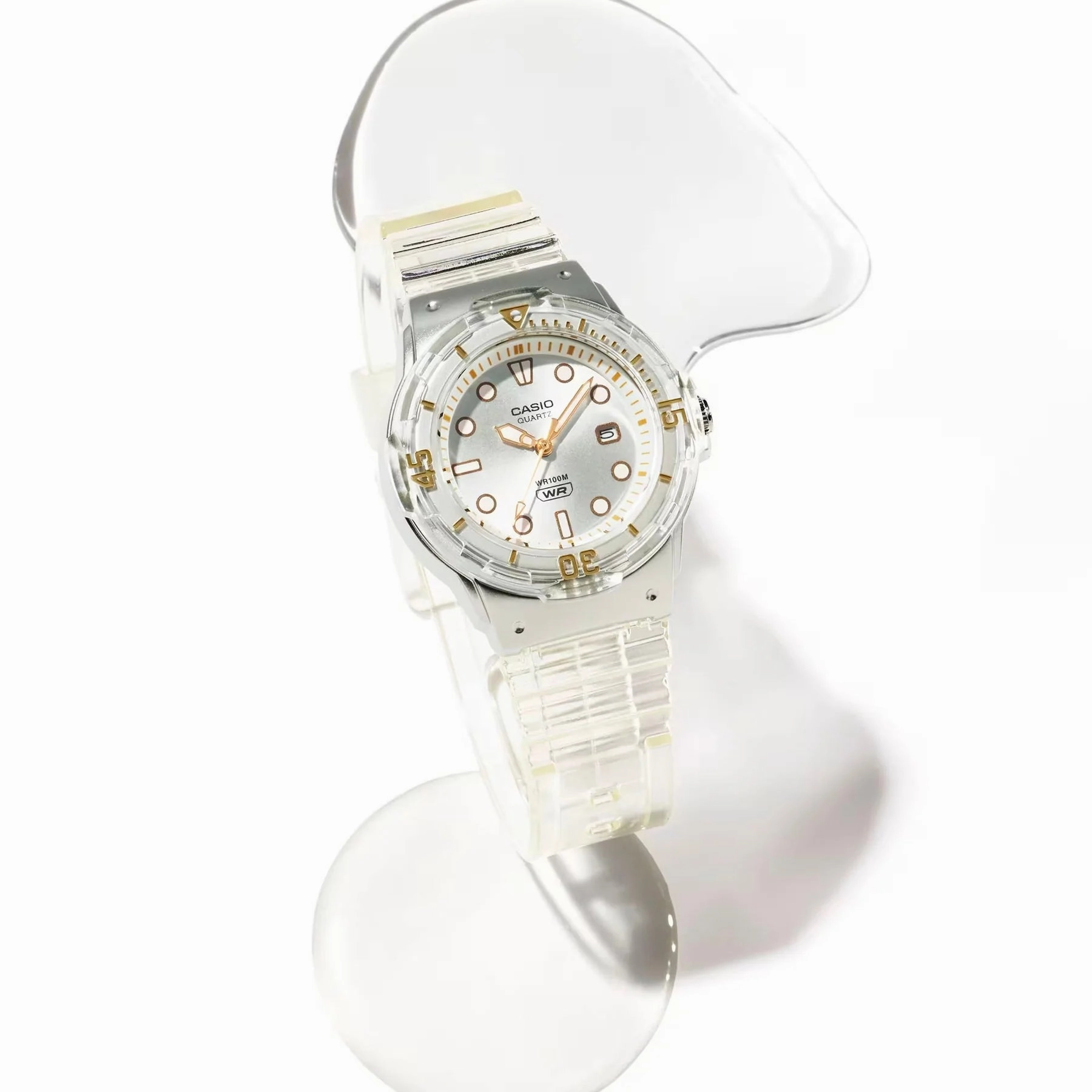 Jewelry_Casio_Watches Casio Ladies Ana Transparent White Resin Watch