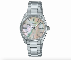 Jewelry_Casio_Watches Casio Ladies Analogue Pink MOP Face/Stainless Steel Band Watch