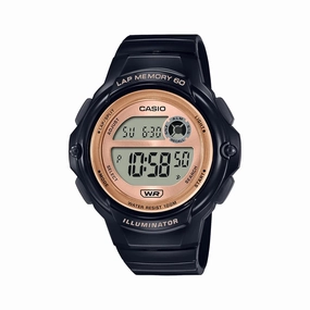 Jewelry_Casio_Watches Casio Ladies Black Resin & Rosegold Watch