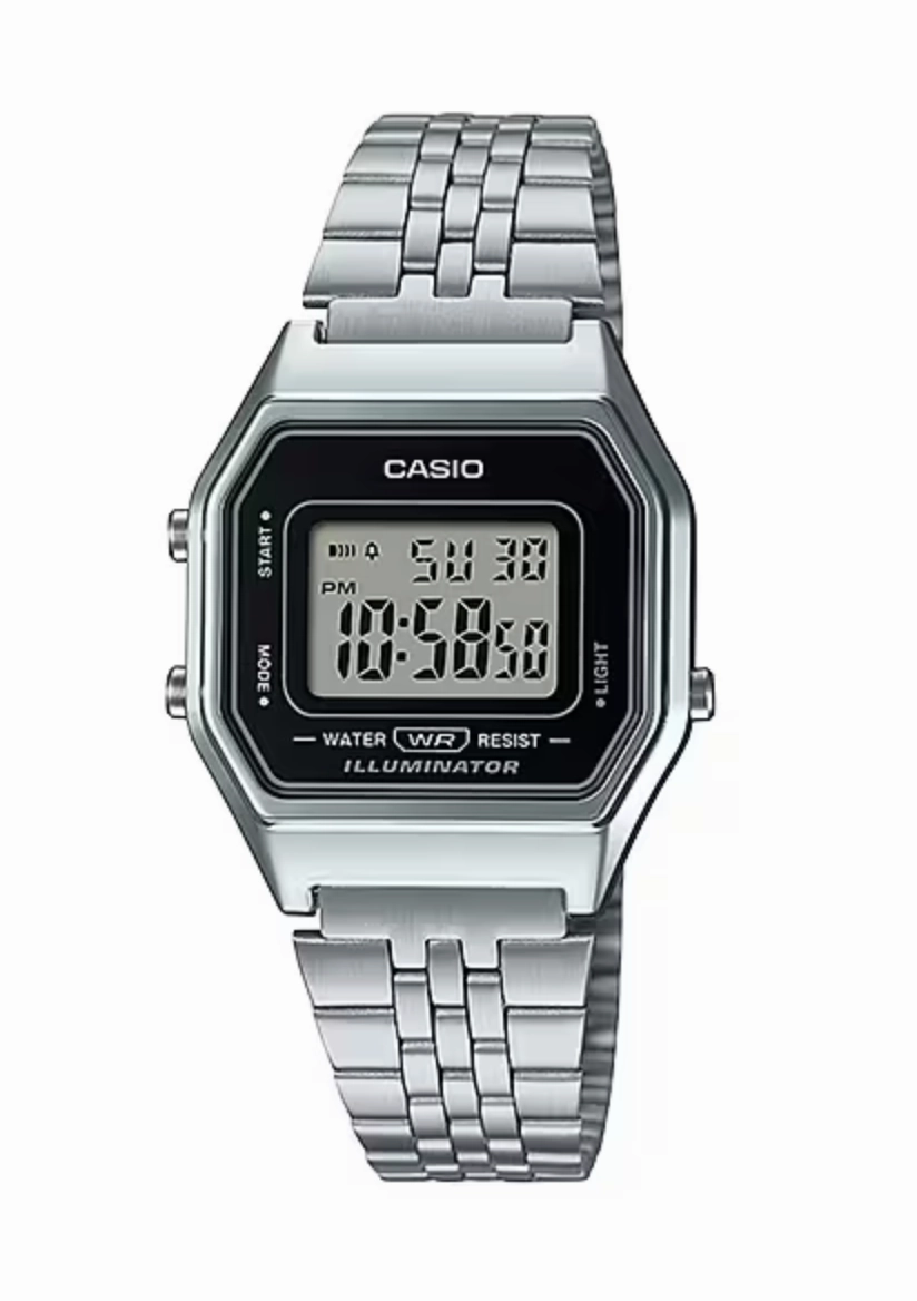 Jewelry_Casio_Watches Casio Ladies Digital S/Steel Band, Black Watch