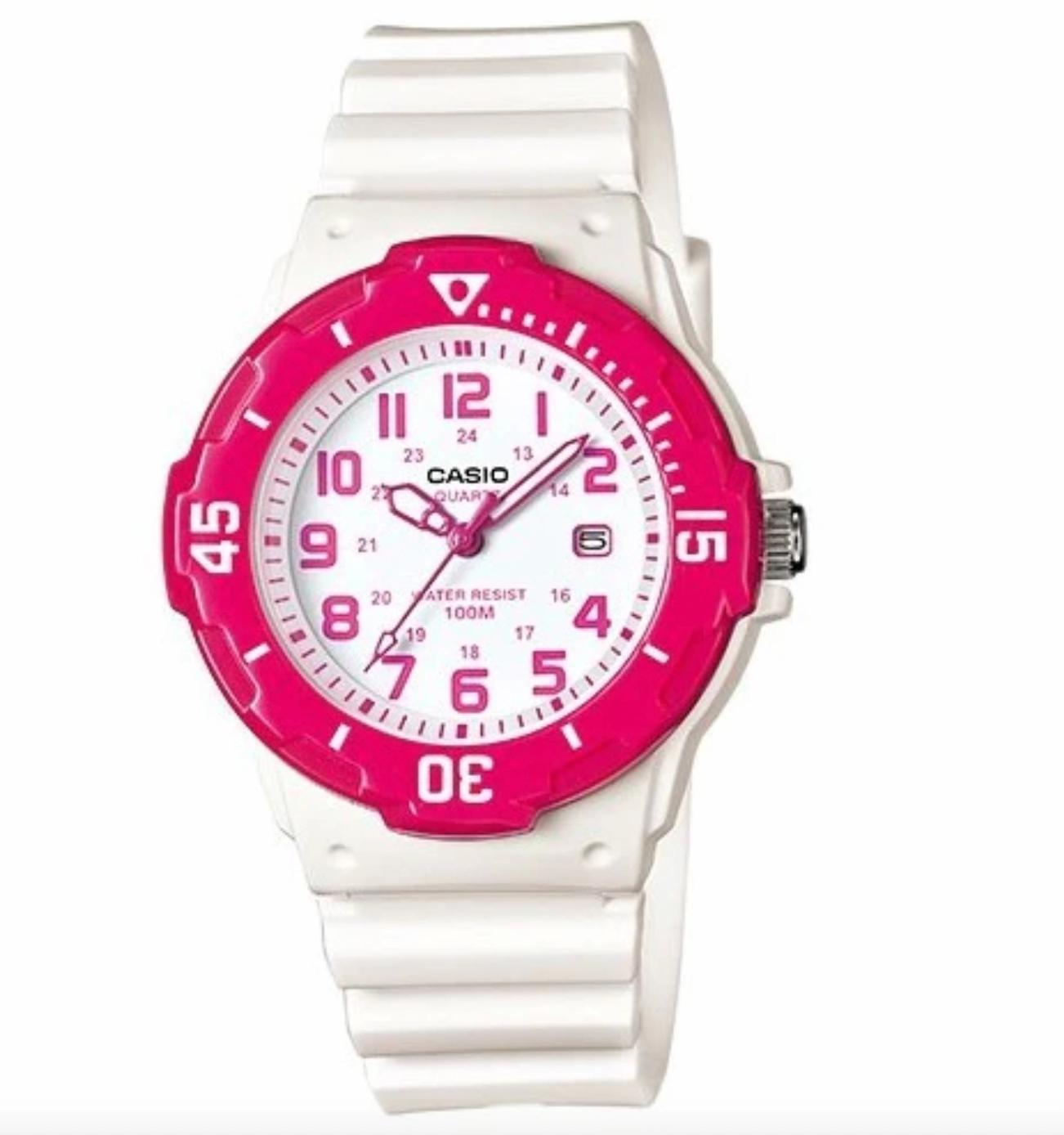 Jewelry_Casio_Watches Casio Ladies Diver Look Pink/White Watch