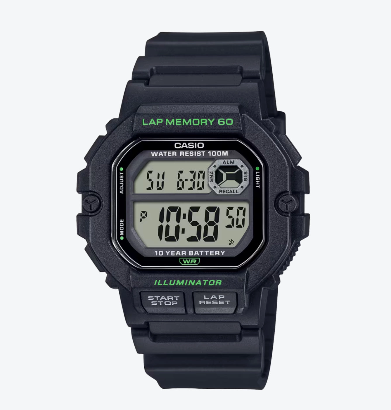 Jewelry_Casio_Watches Casio Mens Digital Lap Black Resin Band Watch
