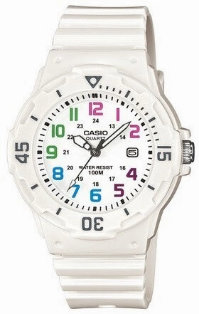 Jewelry_Casio_Watches Casio White Resin/Face Multi Colour Numbers Watch