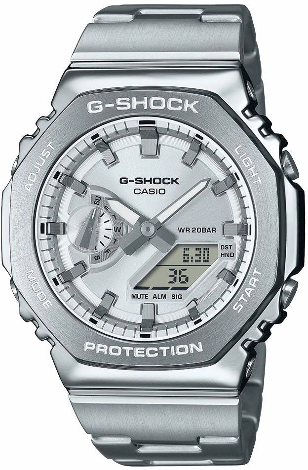 Jewelry_G-Shock_Watches G-Shock 2110 Metallic Silver Dual Display Watch