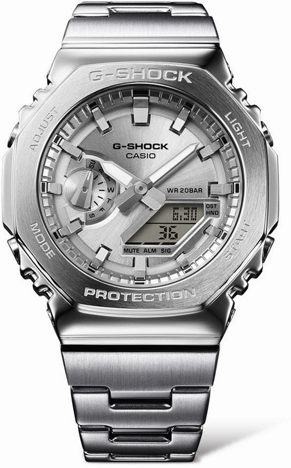 Jewelry_G-Shock_Watches G-Shock 2110 Metallic Silver Dual Display Watch