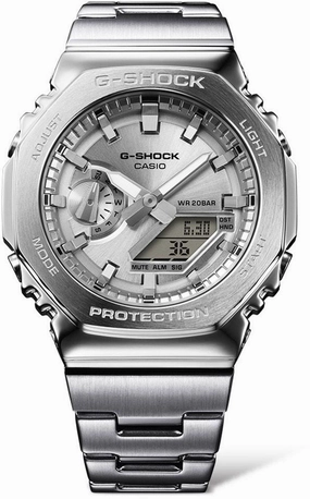 Jewelry_G-Shock_Watches G-Shock 2110 Metallic Silver Dual Display Watch