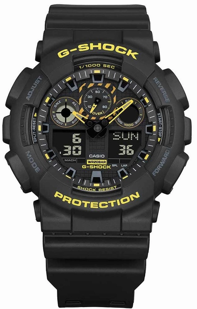Jewelry_G-Shock_Watches G-Shock GA-100 Black Caution Yellow Mens Watch