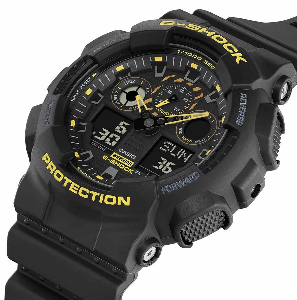 Jewelry_G-Shock_Watches G-Shock GA-100 Black Caution Yellow Mens Watch