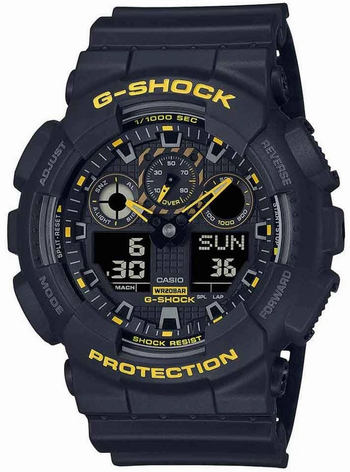 Jewelry_G-Shock_Watches G-Shock GA-100 Black Caution Yellow Mens Watch