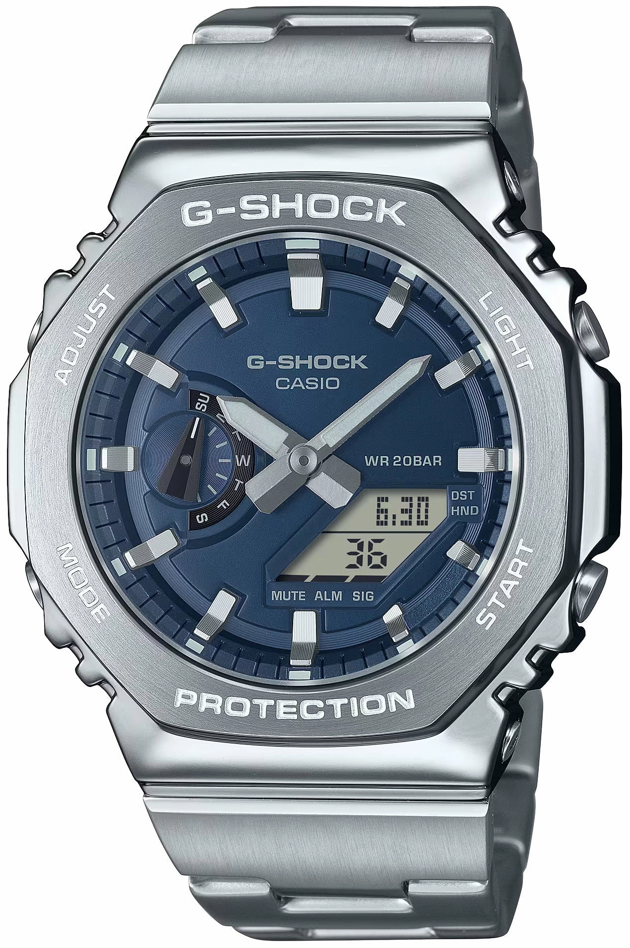 Jewelry_G-Shock_Watches G-Shock Metal Covered With Metal Band Navy Watch