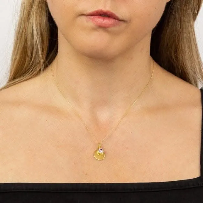 June Yellow Gold Plated Birthstone Engravable Disc Swarovski Necklace P5013 Beginnings Jewellery
