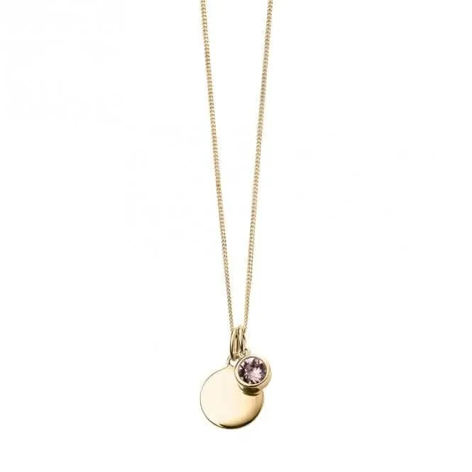June Yellow Gold Plated Birthstone Engravable Disc Swarovski Necklace P5013 Beginnings Jewellery