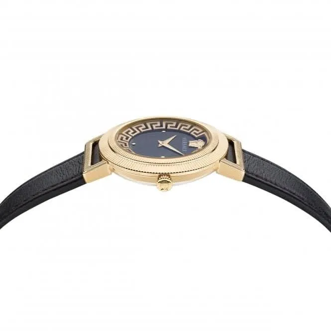 Ladies Greca Chic Gold-Tone Black Watch VE3D00322