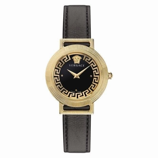 Ladies Greca Chic Gold-Tone Black Watch VE3D00322