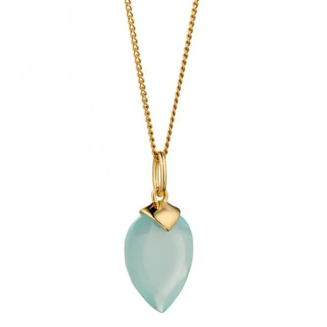 March Yellow Gold Plated Birthstone Chalcedony Stone Pendant P4977 Beginnings Jewellery