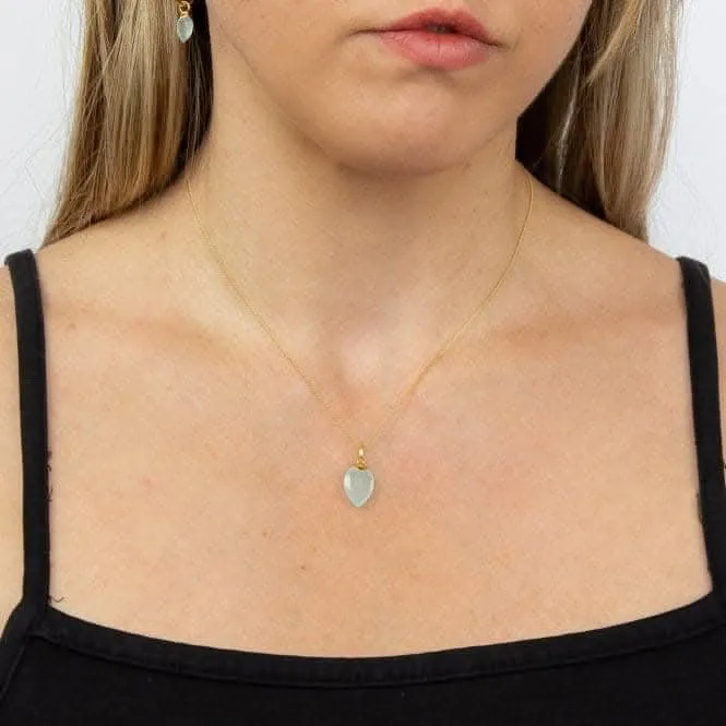 March Yellow Gold Plated Birthstone Chalcedony Stone Pendant P4977 Beginnings Jewellery