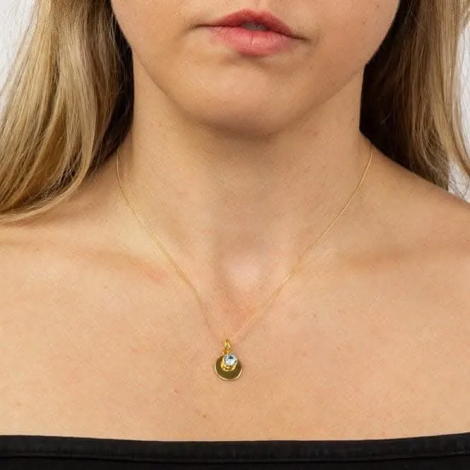 March Yellow Gold Plated Birthstone Engravable Disc Swarovski Necklace P5010 Beginnings Jewellery