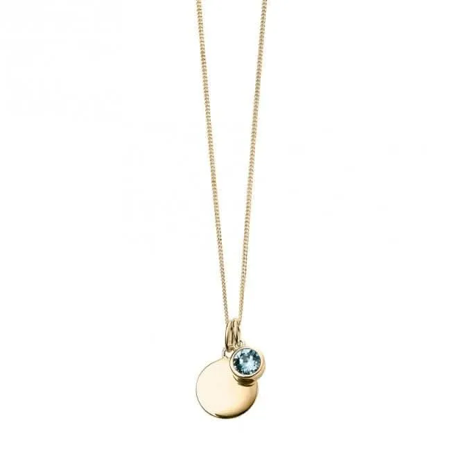 March Yellow Gold Plated Birthstone Engravable Disc Swarovski Necklace P5010 Beginnings Jewellery