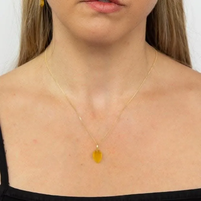 November Yellow Gold Plated Birthstone Chalcedony Stone Pendant P4985 Beginnings Jewellery