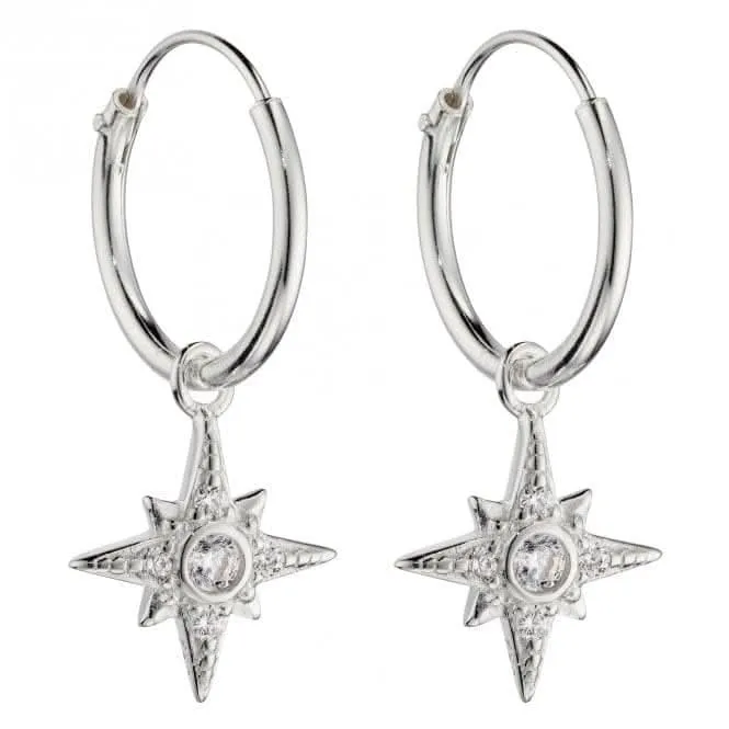 Pave Set Zirconia Starburst Assembled Hoop Earrings E6044C Beginnings Jewellery