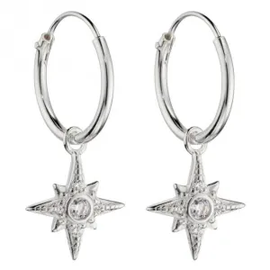 Pave Set Zirconia Starburst Assembled Hoop Earrings E6044C Beginnings Jewellery