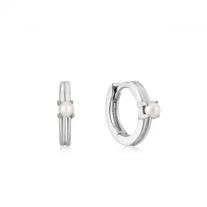 Pearl Cabochon Huggie Hoop Earrings E043-03H Ania Haie Jewellery