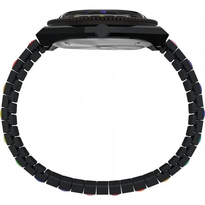 Q Timex Rainbow Stainless Steel Expansion Band Watch TW2V65900