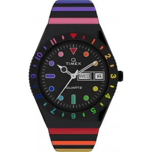 Q Timex Rainbow Stainless Steel Expansion Band Watch TW2V65900