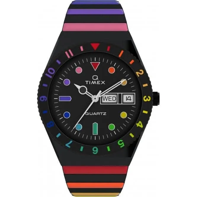 Q Timex Rainbow Stainless Steel Expansion Band Watch TW2V65900
