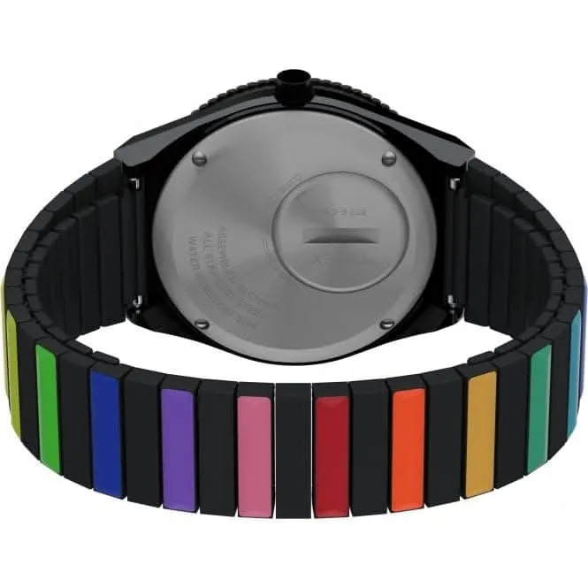 Q Timex Rainbow Stainless Steel Expansion Band Watch TW2V65900