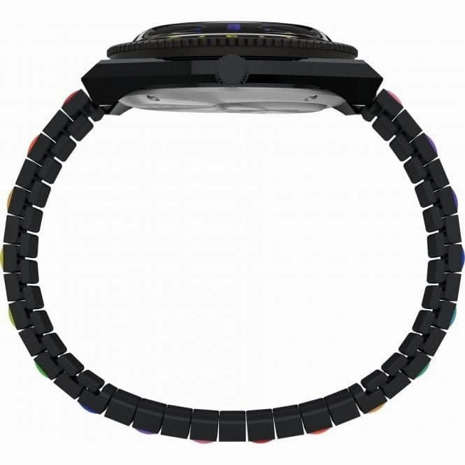 Q Timex Rainbow Stainless Steel Expansion Band Watch TW2V65900