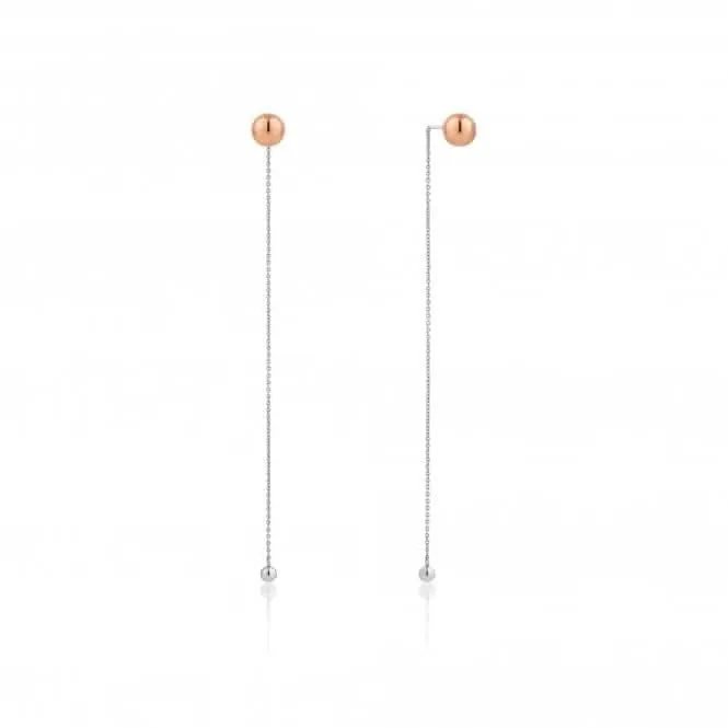 Rhodium Plated With Rose Gold Orbit Drop Earrings E001-04T Ania Haie Jewellery