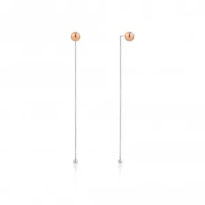 Rhodium Plated With Rose Gold Orbit Drop Earrings E001-04T Ania Haie Jewellery