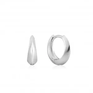 Rhodium Silver Single Spike Huggie Hoop Earrings E025-05H Ania Haie Jewellery
