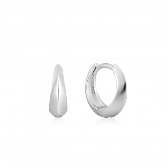 Rhodium Silver Single Spike Huggie Hoop Earrings E025-05H Ania Haie Jewellery