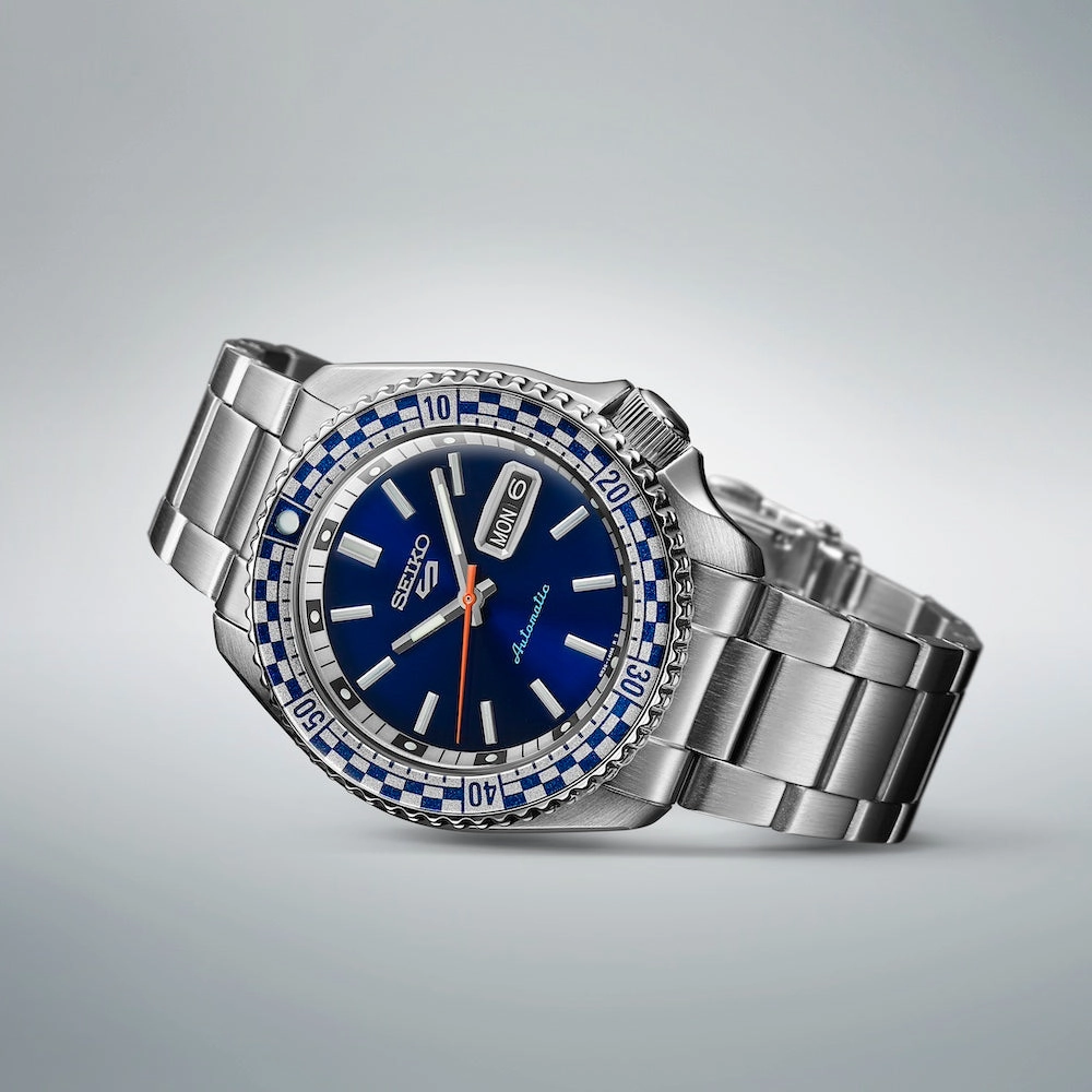 Seiko Watches Seiko 5 Sports Petrol Blue Checkered Flag Special Edition Watch D